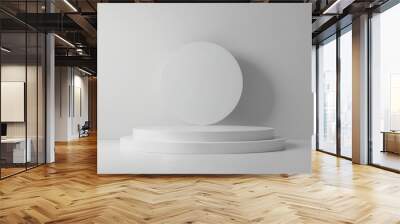 White product background and empty blank space corner room wall abstract minimal modern design display on interior stage platform pedestal podium scene backdrop with studio showcase. 3D rendering. Wall mural