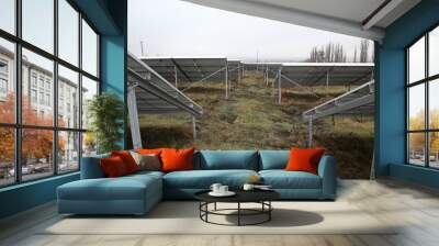 Sunlight gleams off solar panel. Solar panel produces green, environmentally friendly energy from the sun. Wall mural