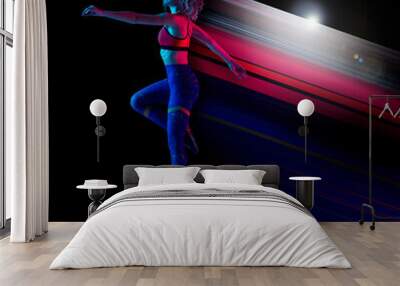 Abstract desing, concept of sport, action, motion in sport Wall mural