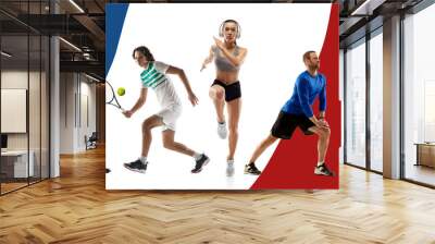 Athletes of different kind of sports in motion during game representing team of France. Concept of sport, competition, championship and tournament. Poster for sport event Wall mural