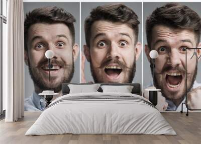 Collage of happy and surprised emotions Wall mural