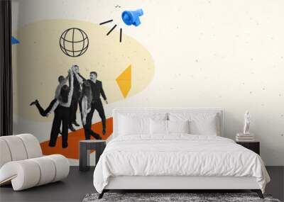 Contemporary art collage. Conceptual design. Succesful work of the team. Lauching startup. Partnership. Banner Wall mural