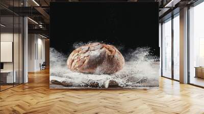 Fresh bread on table close-up Wall mural