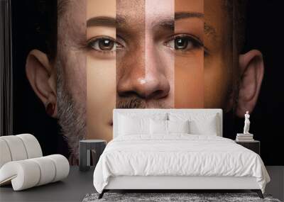 Human face made from different portrait of men and women of diverse age and race. Combination of faces. Concept of social equality, human rights, freedom, diversity, acceptance, standards Wall mural