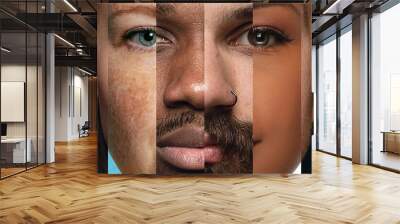 Human face made from different portrait of men and women of diverse age and race. Combination of faces. Friendship. Concept of social equality, human rights, freedom, diversity, acceptance Wall mural