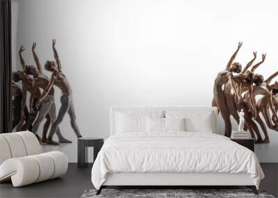 Modern ballet dancers. Contemporary art. Young flexible athletic men and women in contemporary art performance. Wall mural