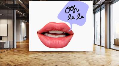 modern design, contemporary art collage. inspiration, idea, trendy urban magazine style. female lips Wall mural