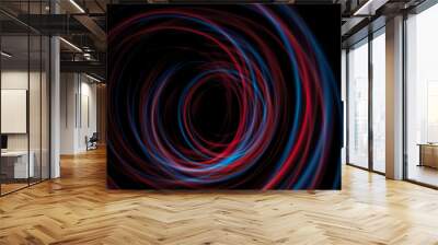 multicolor led light painting round trails abstract background on black Wall mural