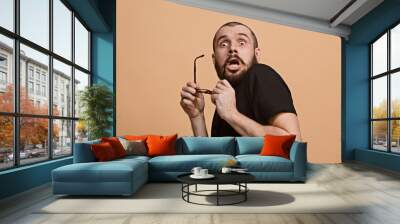 Portrait of the scared man on pastel Wall mural