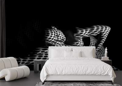 the body of woman with black and white pattern Wall mural