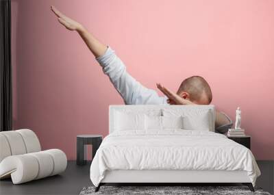 Winning success man happy ecstatic celebrating being a winner. Dynamic energetic image of male model Wall mural