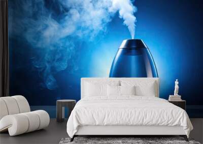 silhouette of a humidifier in blue light background Wall mural