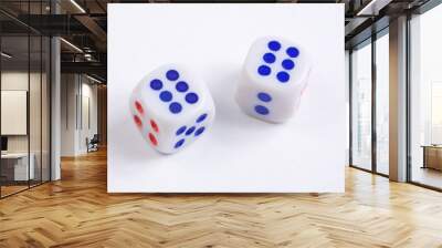 White dices on table Wall mural