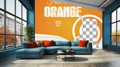 Set of Orange Juice social media post templates, Suitable for restaurant menu, banner and flyer. Orange Social Media Post Wall mural