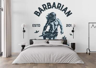 Wild warrior. Barbarian. Wall mural