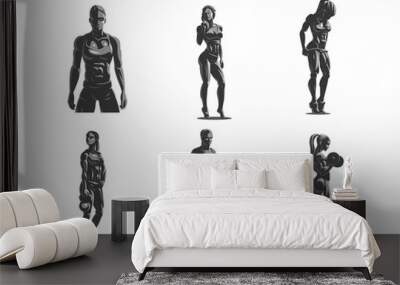 Woman fitness emblem set. Wall mural