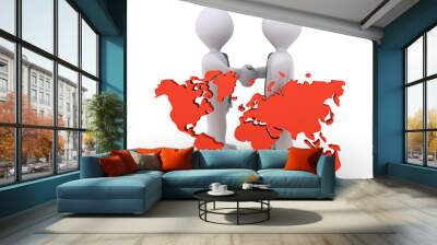 Businessmen agree and the world map Wall mural