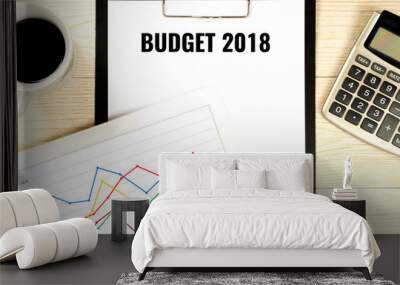 budget 2018, business concept with profit forecast in digital tablet Wall mural