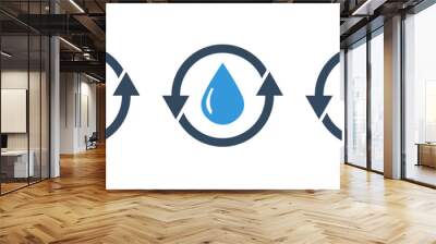 energy water drop and gas symbol with two rounded arrow Wall mural