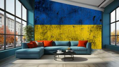 ukrainian flag painted over rusty metal Wall mural