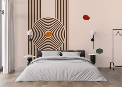 vertical parallels lines and circles, meditation zen garden vector top view illustration Wall mural