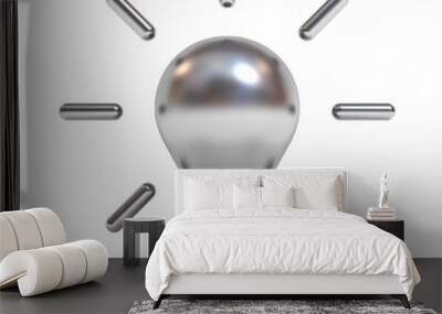 Silver idea bulb isolated on white  background with shadows 3D rendering Wall mural