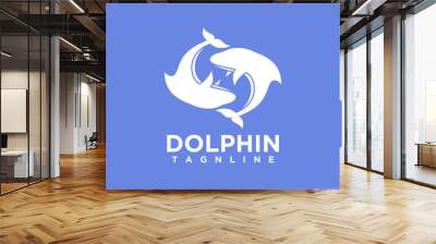 Abstract logo, with dolphin animal concept design vector Wall mural