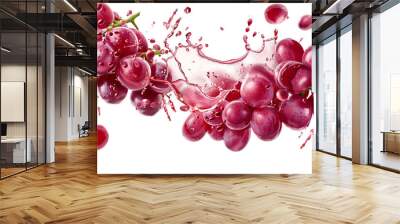 bunch of grapes splash isolated on a transparent background Wall mural