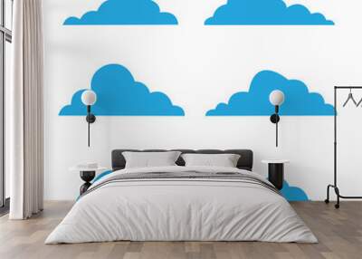 Cloud. Abstract Blue cloudy set isolated on White background Set of cartoon cloud in a flat design Vector illustration Wall mural