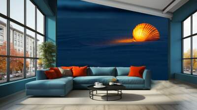 Seashell Glowing on the Beach at Sunset Wall mural