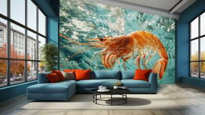 shrimp with water sea underwater Wall mural