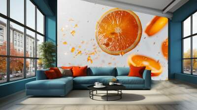 Splash of Fresh Orange Slice in Water Wall mural