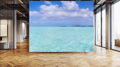 Panaramic view of beautiful clear turquoise ocean water in the South Pacific tropical island of Bora Bora Wall mural