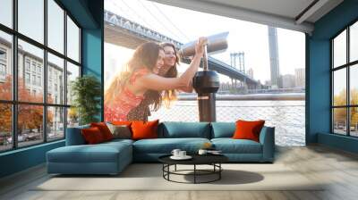 Two women having fun and laughing in New York Wall mural