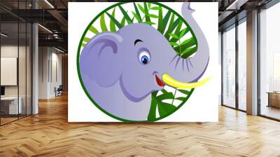 Cute elephant cartoon Wall mural