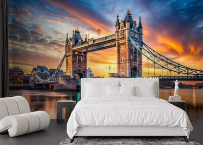 tower bridge in london at sunset London UK March Wall mural