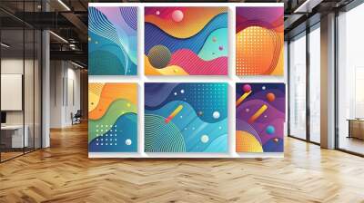 Vector set of abstract creative backgrounds in minimal trendy style with copy space for text - Wall mural