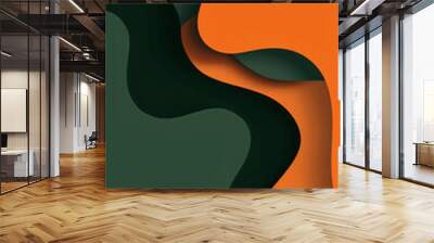 a green and orange wavy shapes Wall mural