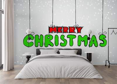 christmas hand drawn typography for xmas design. vector illustra Wall mural