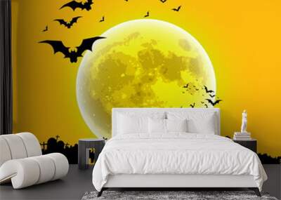 Happy Halloween sign and theme design background - vector illust Wall mural