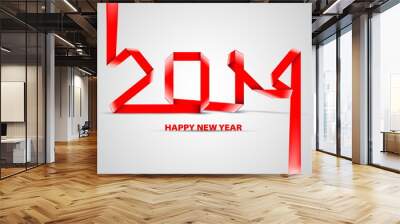 new 2014 year greeting card made in origami style, vector illust Wall mural