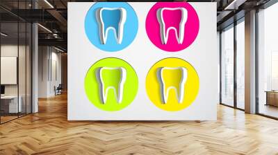 Set of Sticker papercut Tooth On White Background - Vector Illus Wall mural