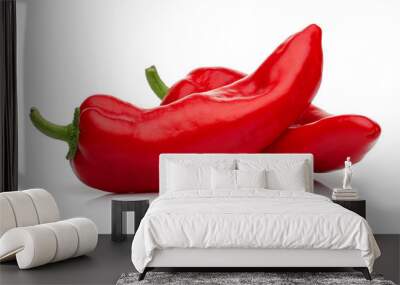 Fresh red peppers isolated on white background Wall mural