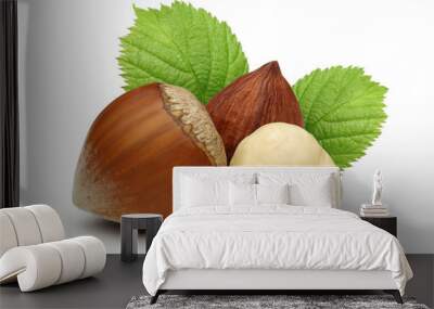 hazelnuts and leafs Wall mural