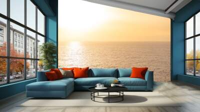 Beautiful photo of the sea - beautiful golden sun Wall mural