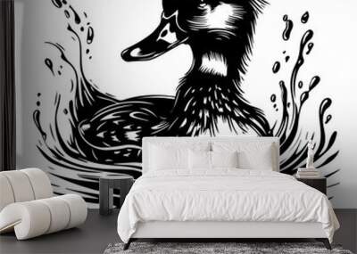 Black and White Duck Vector
 Wall mural