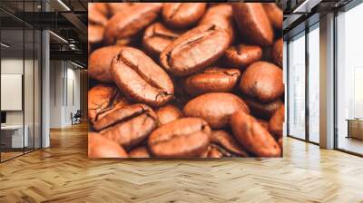 Macro photo of roasted coffee beans background Wall mural