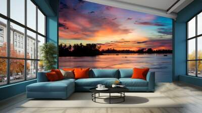 Sunset make colorful World Wall mural