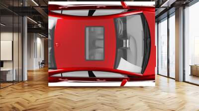 Top view of red sports car Wall mural