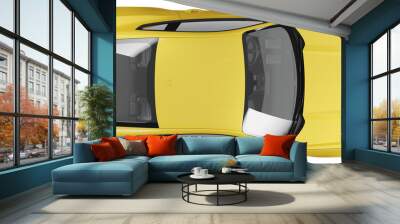 Top view of yellow sports car Wall mural